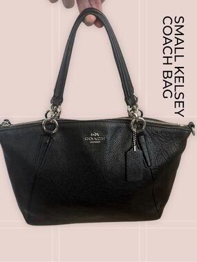 Coach Small Kelsey Black Pebbled Leather Bag